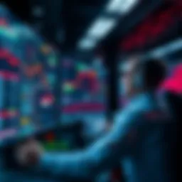 A trader monitoring rapid market data on multiple screens, highlighting quick decision-making in arbitrage trading.
