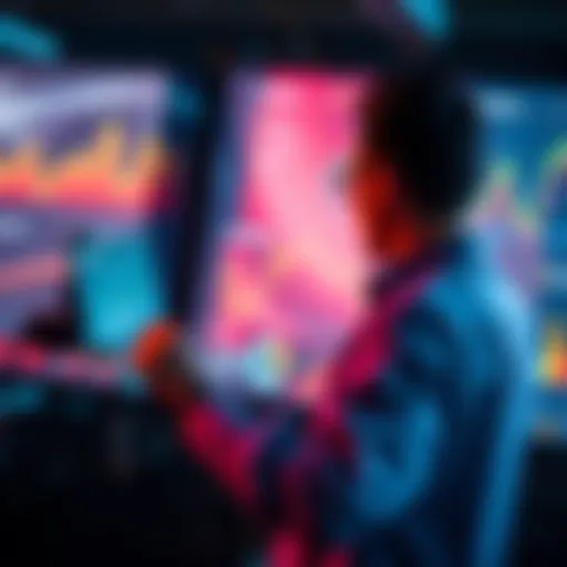 Spenders.xyz Financial Insights A person analyzing spending habits on a digital dashboard with charts and graphs