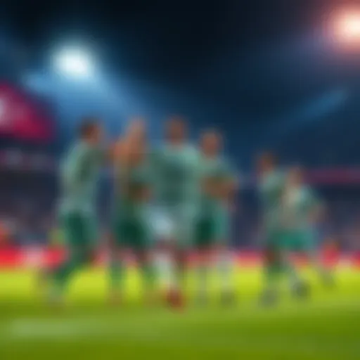 Sporting CP players celebrating after scoring a goal against Galatasaray in the Champions League match