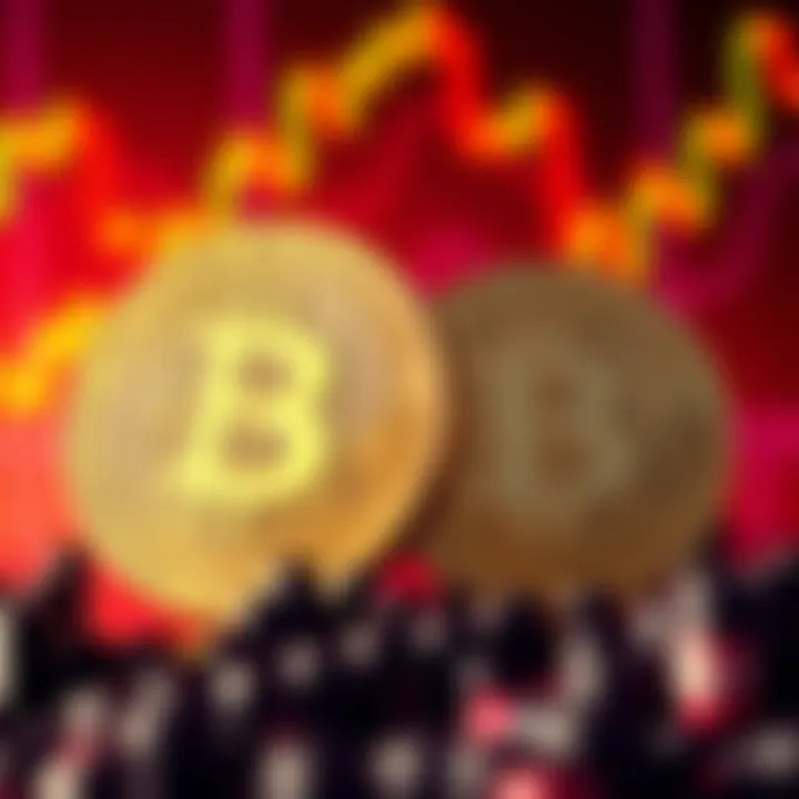 A digital rendering of the SPX6900 coin symbol alongside the Bitcoin symbol, showcasing their contrasting designs in a vibrant crypto market background.