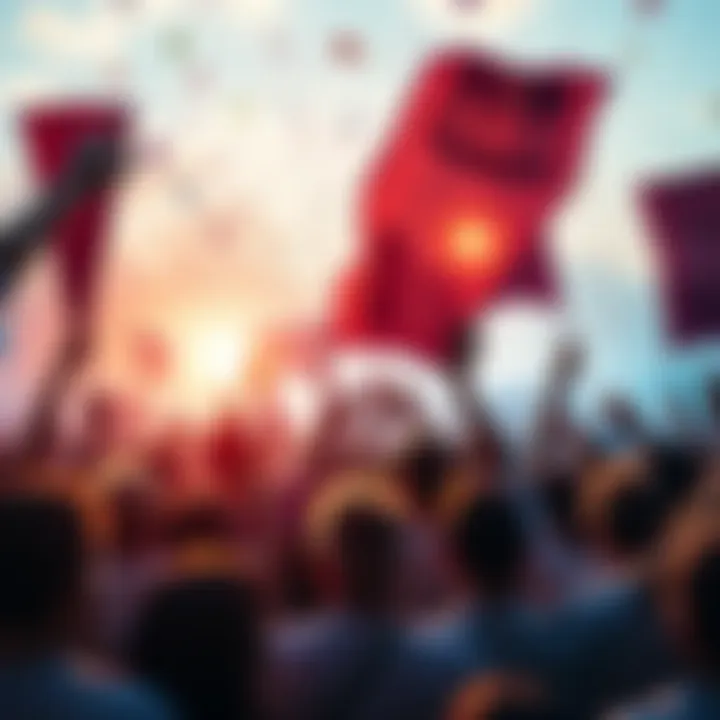 People celebrating the progress of SRB with banners and excitement in the air