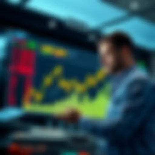 An investor analyzing a chart showing steady growth and stability in a fluctuating market.