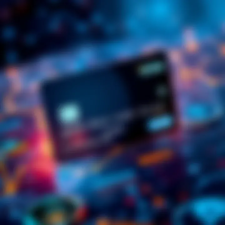 A debit card representing stablecoin transactions with a digital background of global maps and cryptocurrencies.