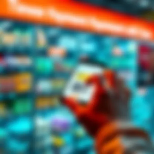 A user scans a product barcode with a smartphone while using a stablecoin payment app on the screen, highlighting digital currency transactions.