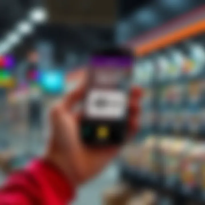 A person using a smartphone to scan a product's barcode for payment with stablecoins in a non-custodial wallet.