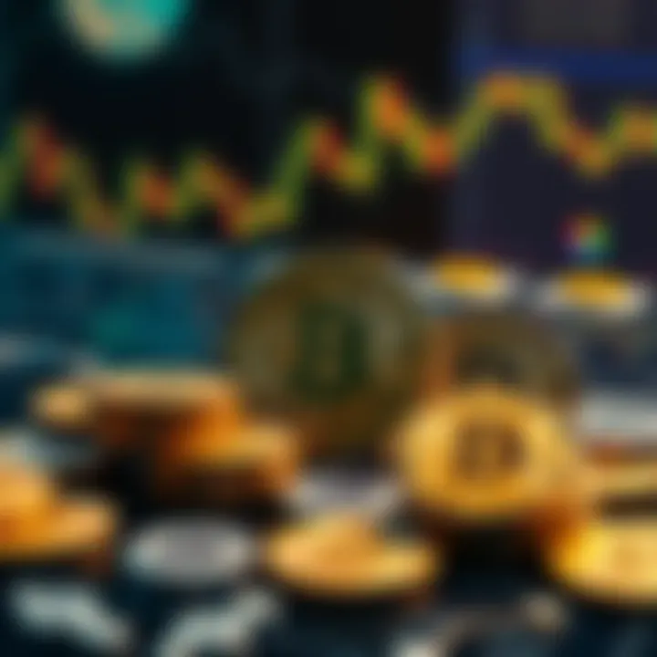 Stablecoins in Cryptocurrency A collection of stablecoins with digital currency symbols on a table, representing their role in the crypto market.