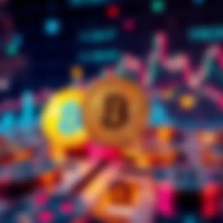 A visual representation of stablecoins symbolizing their impact on traditional finance, with digital currency icons and financial graphs in the background.