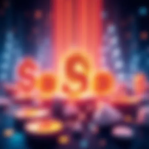A digital illustration showing stablecoins represented by dollar signs and blockchain symbols, highlighting their impact on payments and investments.
