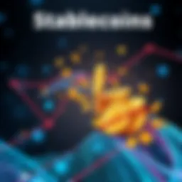 A graphic showing stablecoins represented as digital coins flowing across a border, symbolizing money laundering and sanction evasion.