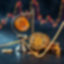 A visual comparison of stablecoins and Bitcoin with currency symbols and a scale