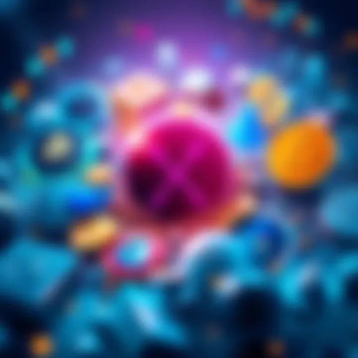 Emerging Stablecoins vs XRP A visual representation of new stablecoins competing with XRP, showcasing logos of various cryptocurrencies and financial icons