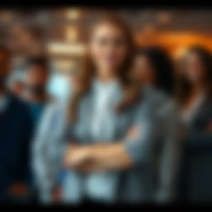 Staci stands confidently in front of her team, inspiring them with her vision for growth and leadership.