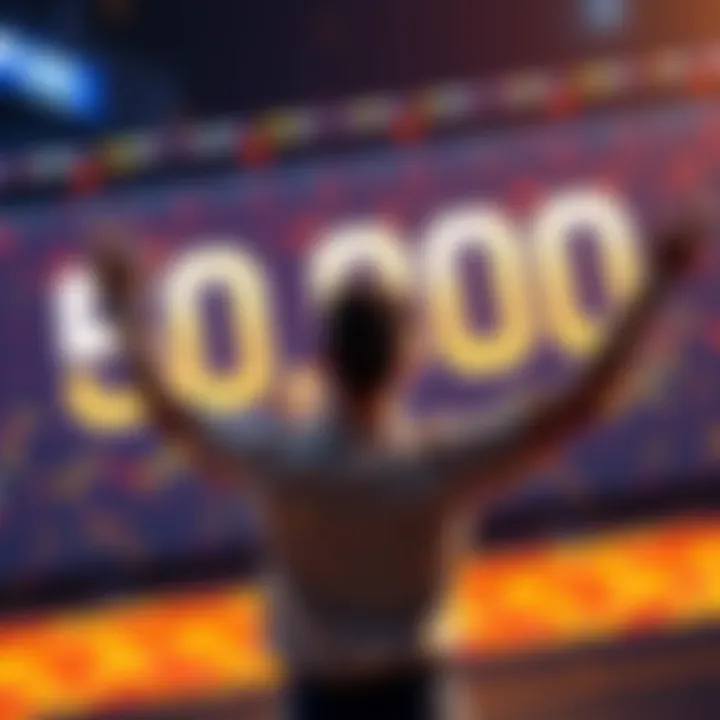 Staking Flare Tokens A person celebrating after reaching their goal of staking Flare tokens, with a digital display of 500,000 Flare in the background.