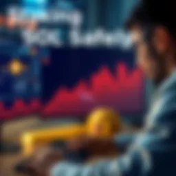 A person reviewing staking options on a computer screen, focusing on safety and returns for their cryptocurrency investments.