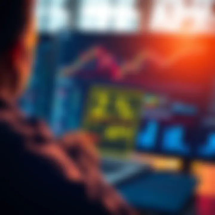 A person reviewing financial charts and graphs, focused on staking options with a highlighted 2% APY.