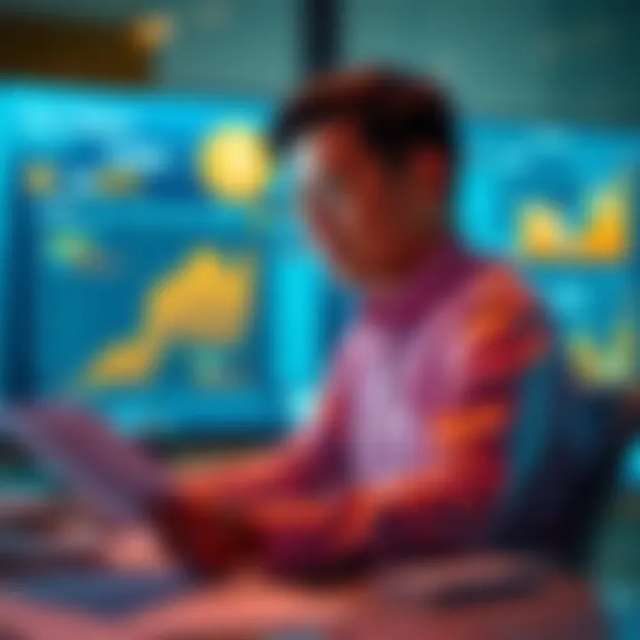 A person analyzing tax documents with visuals of staking tokens like stETH and wstETH on a screen