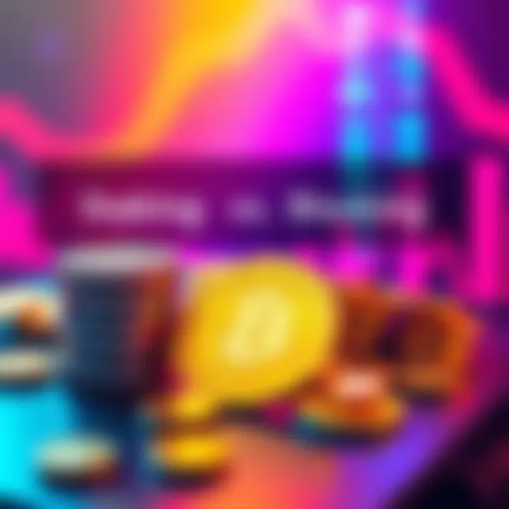 A graphic showing options for staking and blocking SOL tokens with a 5.4% APR on Binance, featuring coins and a chart.