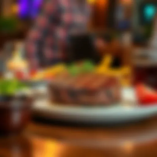 A perfectly cooked steak served with sides on a dining table, inviting people to enjoy their meal.