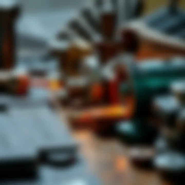 A detailed view of steel stamping tools and materials, showcasing the process of imprinting seed phrases.