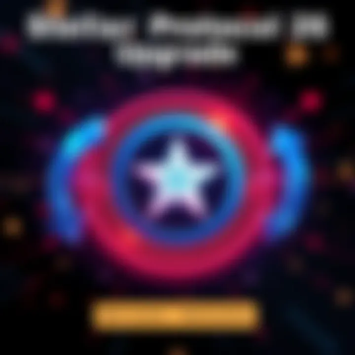 A graphic showing the Stellar logo with arrows indicating upgrade flow and progress, symbolizing the transition to Protocol 26