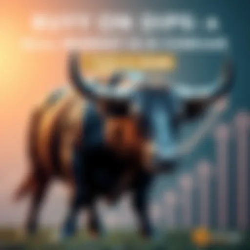 Stock Market Bull A bull representing a rising stock market with upward arrows in the background