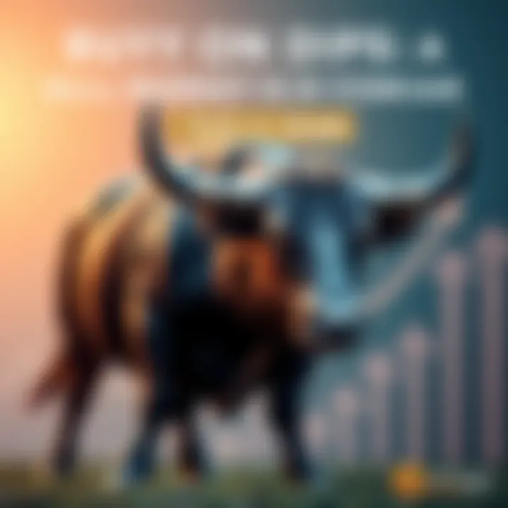 Stock Market Bull A bull representing a rising stock market with upward arrows in the background