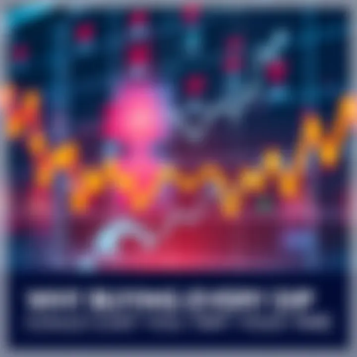 A chart showing a fluctuating stock market with downward and upward trends, indicating potential buying opportunities and risks.