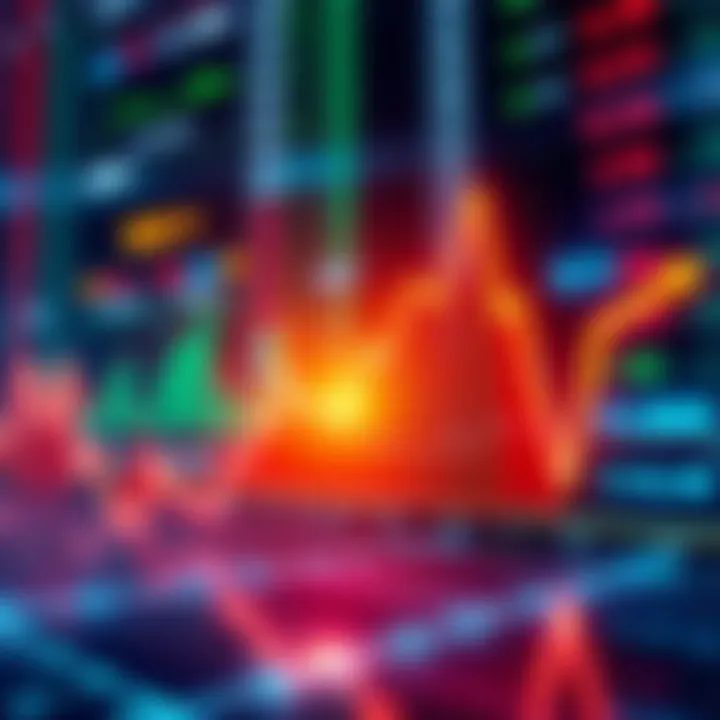 A graph showing a downward trend in stock prices with oil prices in the background.