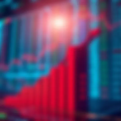 A graph showing an upward trend in stock prices with a background of financial data and charts.