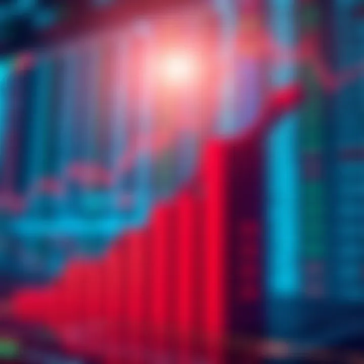 A graph showing an upward trend in stock prices with a background of financial data and charts.