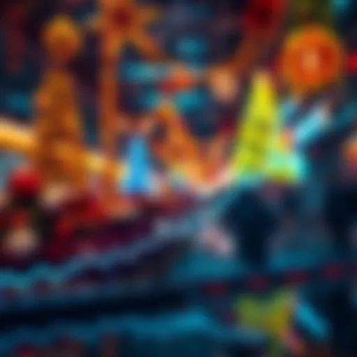 A graph showing upward trends in stock prices with festive decorations in the background, symbolizing a Santa rally.