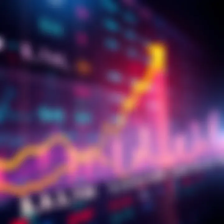 Stock Market Surge Stock market graph showing a significant upward trend with dollar signs symbolizing financial growth following Trump's decision on Iran.