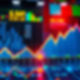 A graph showing fluctuating stock prices with a downward arrow and question mark, representing uncertainty in AI stocks