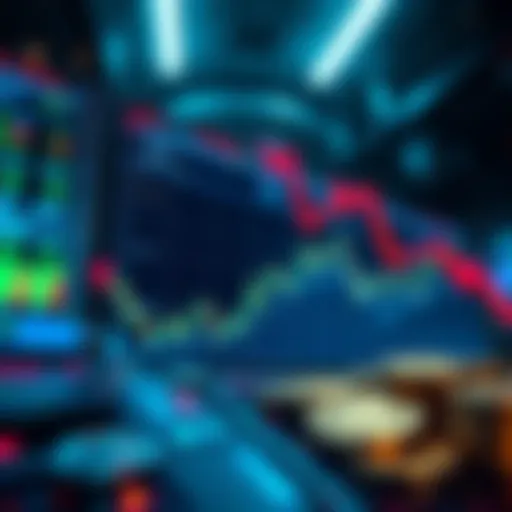 A graphic showing falling stock and cryptocurrency charts with red arrows indicating a downturn.