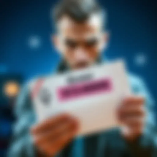 A worried person holding a letter with a blurred home address, symbolizing the theft of physical addresses and privacy issues.