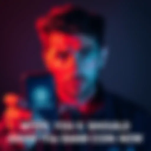 A person looking concerned while holding a smartphone displaying a suspicious cryptocurrency coin graphic