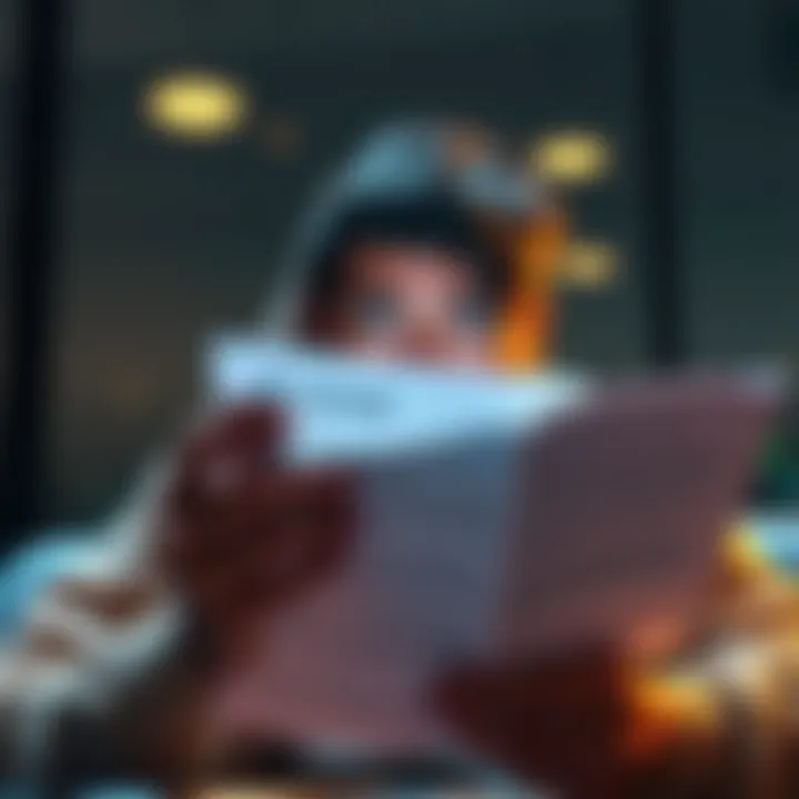 A person looks confused while reading a closure email from a cryptocurrency platform, showing concern about identity management.