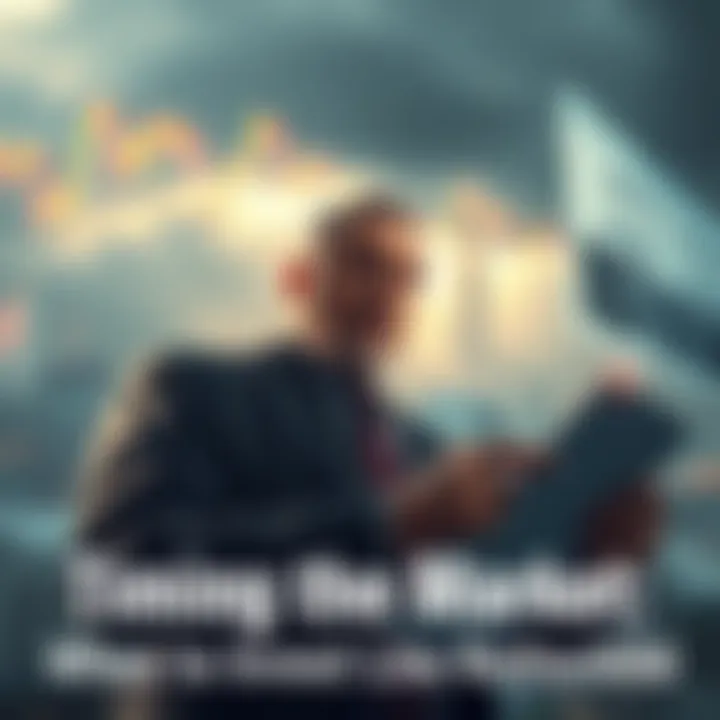 A confident investor analyzing financial charts with a backdrop of stormy weather symbolizing market turmoil.