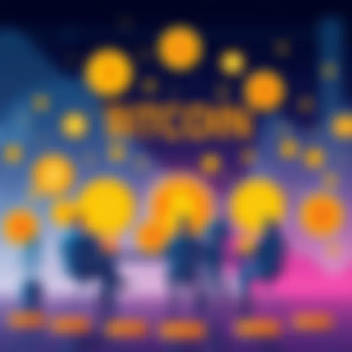 Illustration of a corporate team discussing plans to buy 1 million Bitcoins with symbols of finance and Bitcoin logos around them.