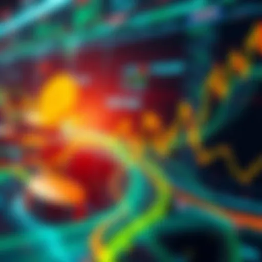 Streaming Cash Flows Concept A visual representation of tokenized securities with cash flow streams depicted as flowing lines between digital tokens and financial charts.