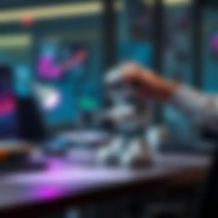 A soft stress-relief robot on a desk, with a person playfully smacking it while it begins to move away.