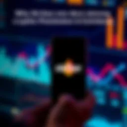 A person holding a smartphone displaying the Strike logo with cryptocurrency graphics in the background