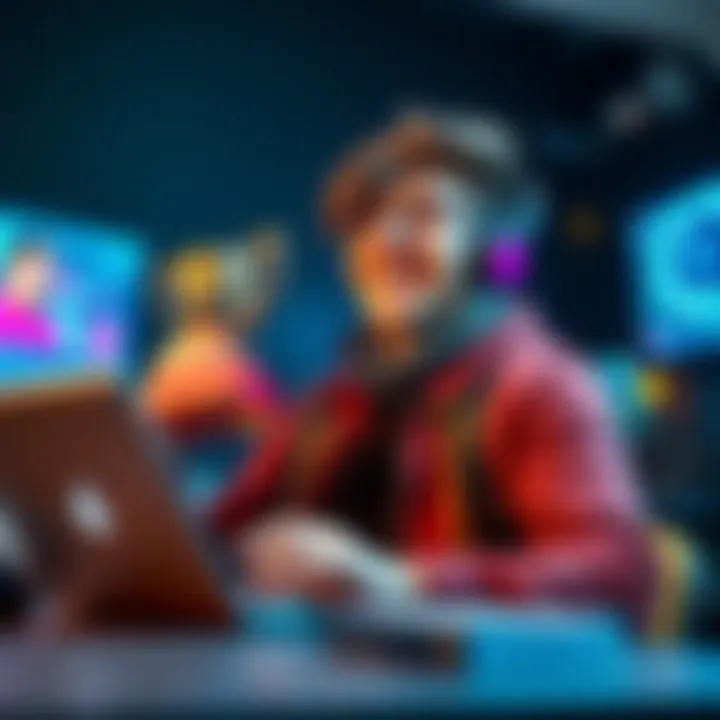 A happy student with a laptop, showing a winning trophy and looking for online hackathons, expressing excitement and eagerness to grow.