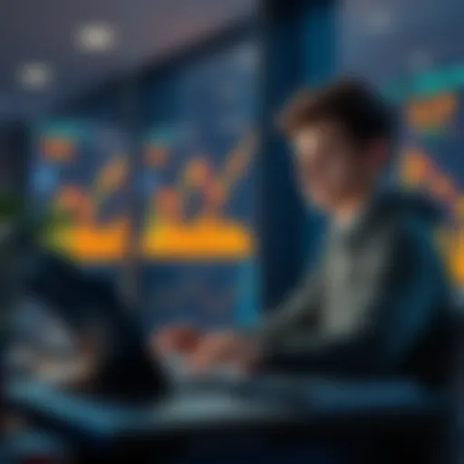 A student sitting at a desk, looking at a laptop with cryptocurrency charts, pondering on tax-free withdrawal methods.