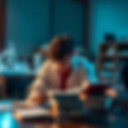 A student sitting at a desk, surrounded by chemistry books and notes, focused on learning IUPAC nomenclature while managing backlogs in chemistry classes.