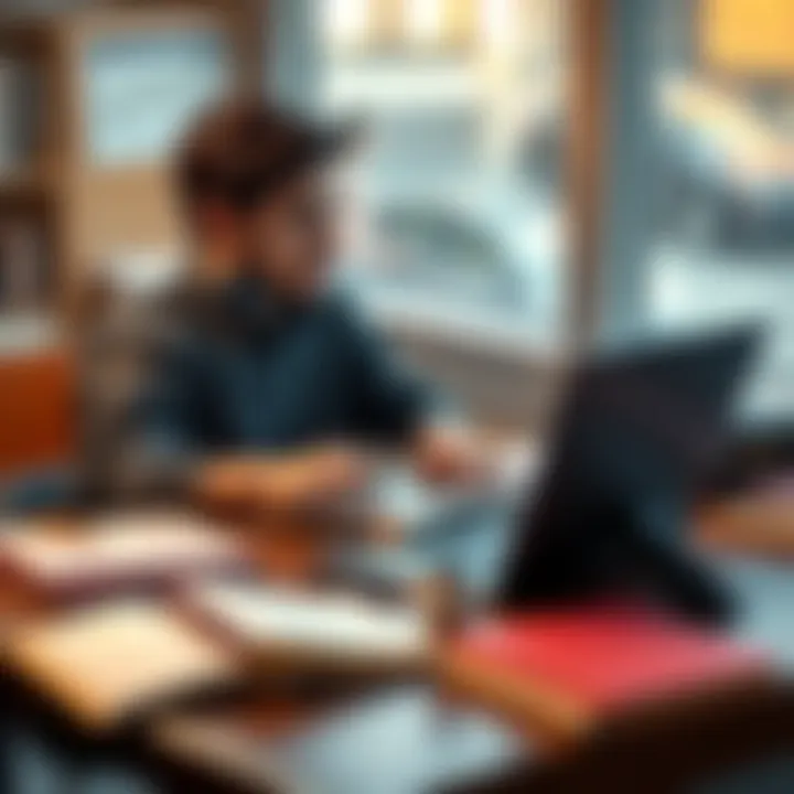 Student with Laptop and Bitcoin Graph A university student sitting at a desk with a laptop, analyzing Bitcoin trends on the screen while surrounded by textbooks and study materials.