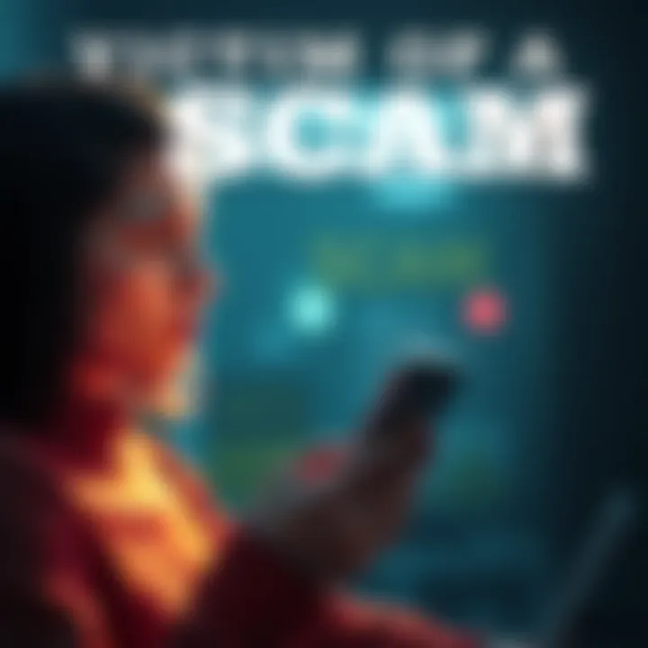A student looking worried while checking their phone, reflecting on a recent online scam experience.
