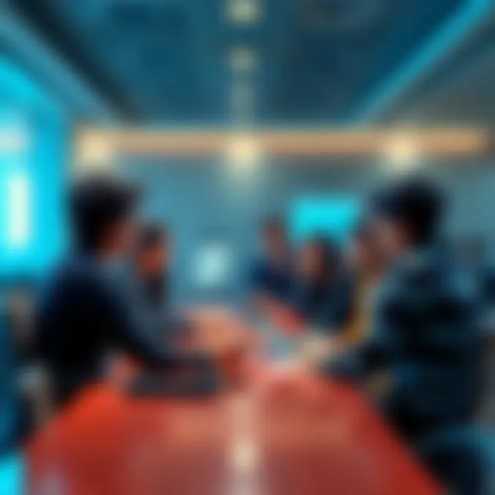 Students in Algorand Blockchain Club Group of students discussing blockchain projects at an Algorand University Blockchain Club meeting