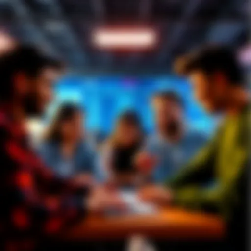 A group of students at Galgotias University discussing and brainstorming ideas for a hackathon project.