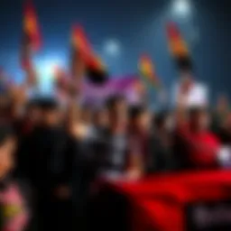A group of students holding banners and shouting slogans during a protest at Deen Dayal Upadhyaya Gorakhpur University, expressing their demands.